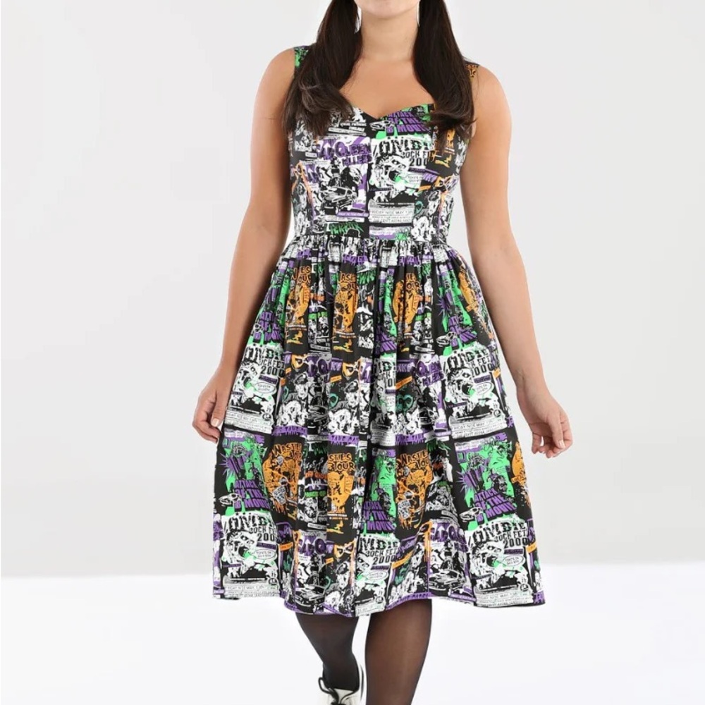 Hell Bunny Be Afraid Graphic Print Women's Dress